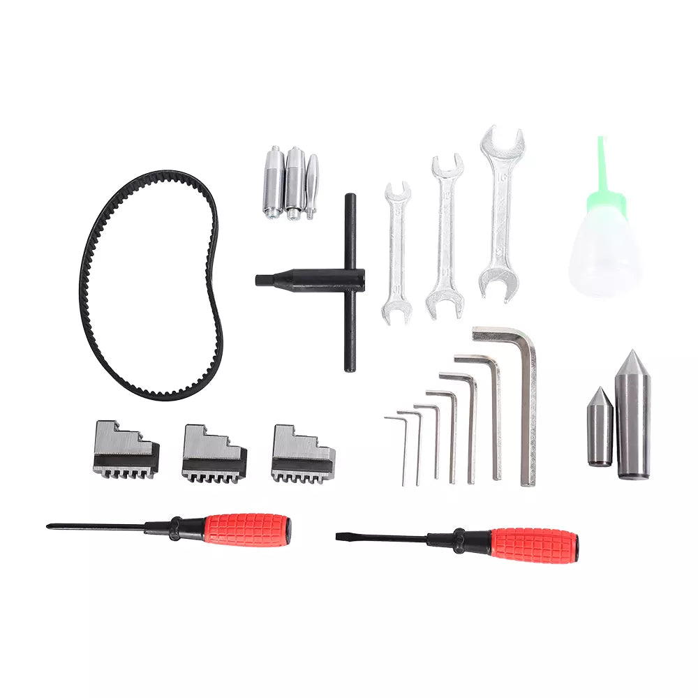 Autobox Mini torno con engranaje de metal de 2 ejes y alimentación automática de 8"x16" + soporte de acero, alto torque