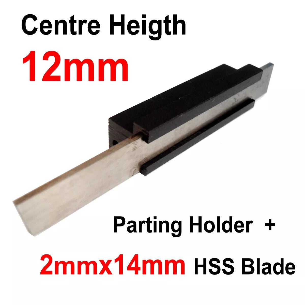 12mm 1/2" approx T Type Parting Off Slotting Lathe Tool Holder + 2mm&3mm HSS Blade