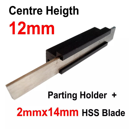 12mm 1/2" approx T Type Parting Off Slotting Lathe Tool Holder + 2mm&3mm HSS Blade