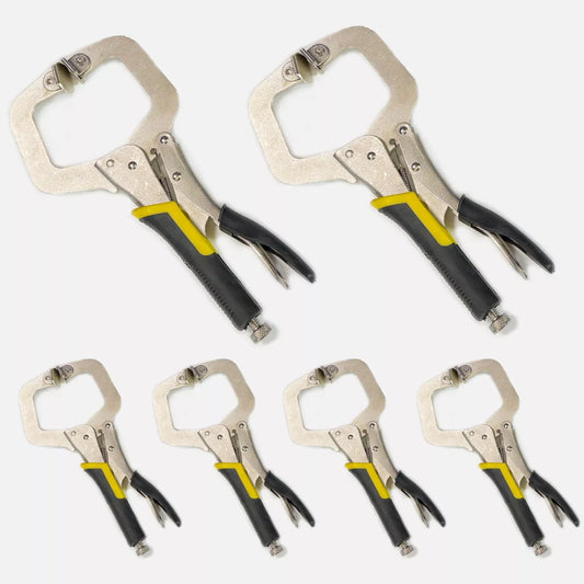 Heavy Duty C-CLAMP Combo 2pc 11 inch + 4pc 6 inch, Locking Plier Welding Holder