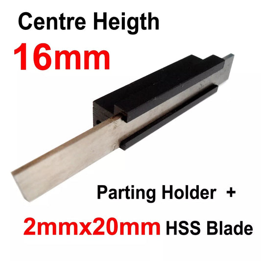 16mm 5/8" approx T Type Parting Off Slotting Lathe Tool Holder + 2mm&3mm HSS Blade