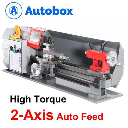 Autobox 2 Axis Auto feed 8"x16" Metal Gear Mini Lathe + Steel Stand, High Torque